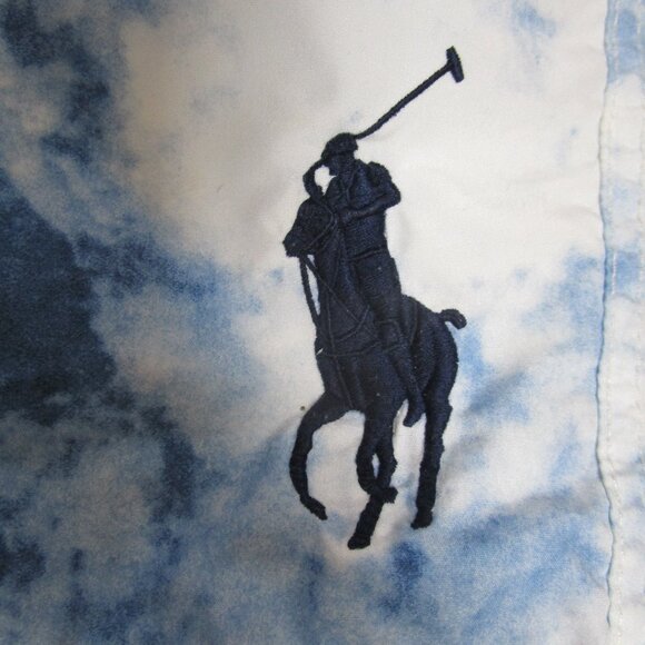 POLO RALPH LAUREN BOYS NAVY BLUE WHITE TIE DYE SWIM SHORTS BIG PONY SZ 7 EUC - Picture 3 of 15